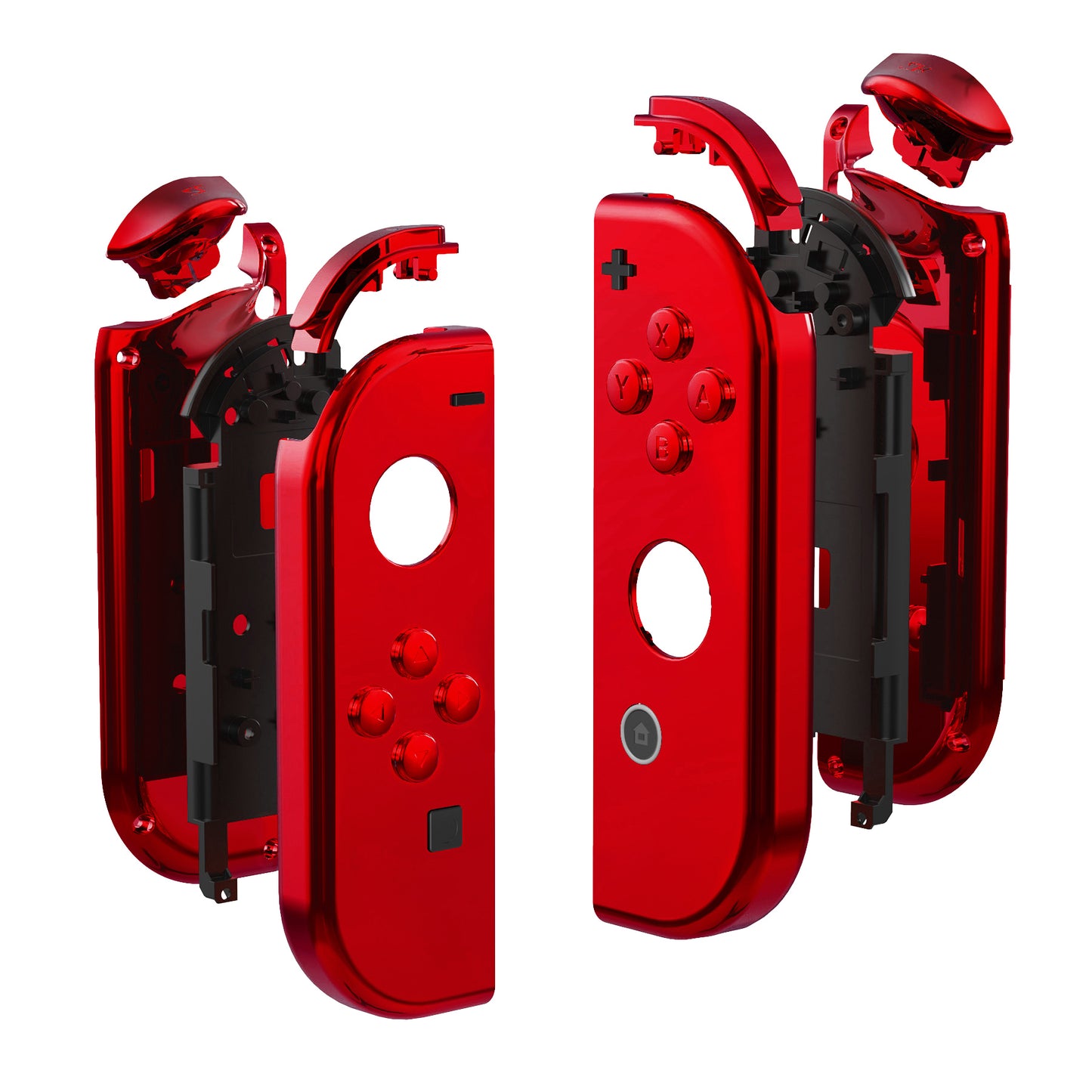 eXtremeRate Replacement Full Set Shell Case with Buttons for Joycon of NS Switch - Chrome Red