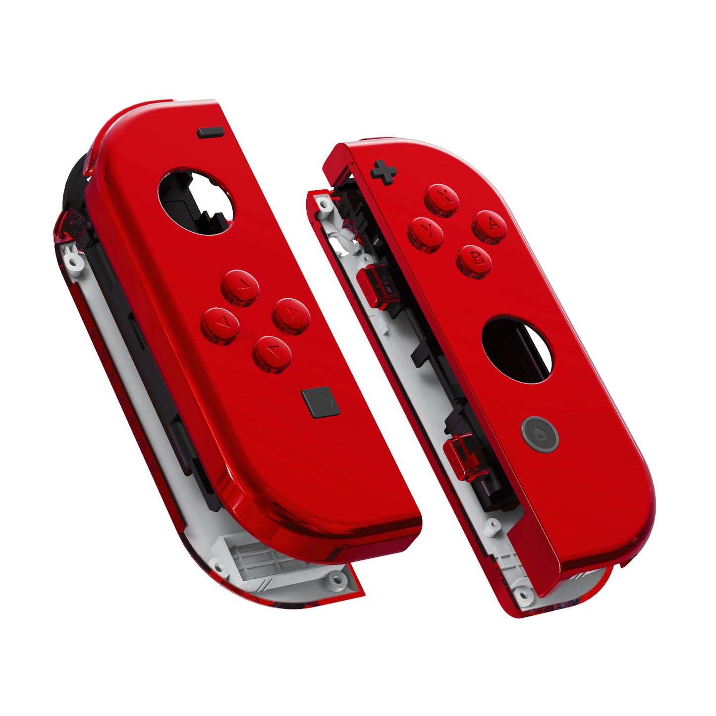 eXtremeRate Replacement Full Set Shell Case with Buttons for Joycon of NS Switch - Chrome Red