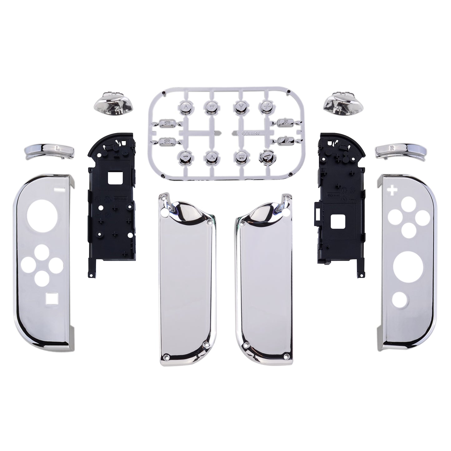 eXtremeRate Replacement Full Set Shell Case with Buttons for Joycon of NS Switch - Chrome Silver