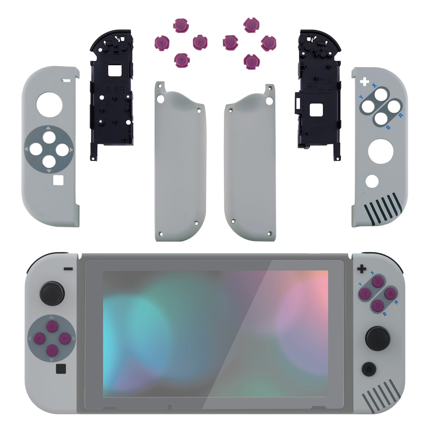 eXtremeRate Replacement Full Set Shell Case with Buttons for Joycon of NS Switch - Classic 1989 GB DMG-01 Style