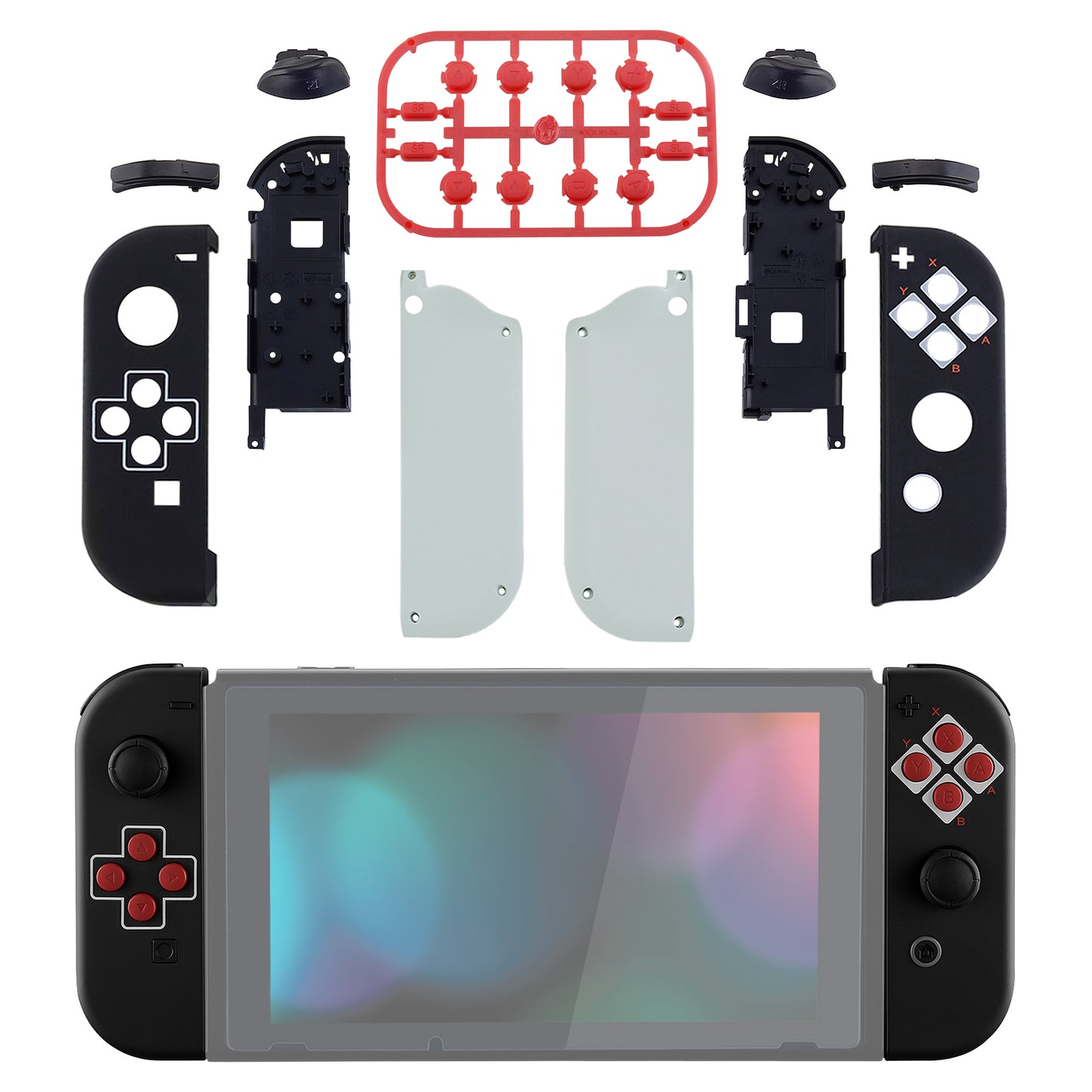 eXtremeRate Replacement Full Set Shell Case with Buttons for Joycon of NS Switch - Classics NES Style