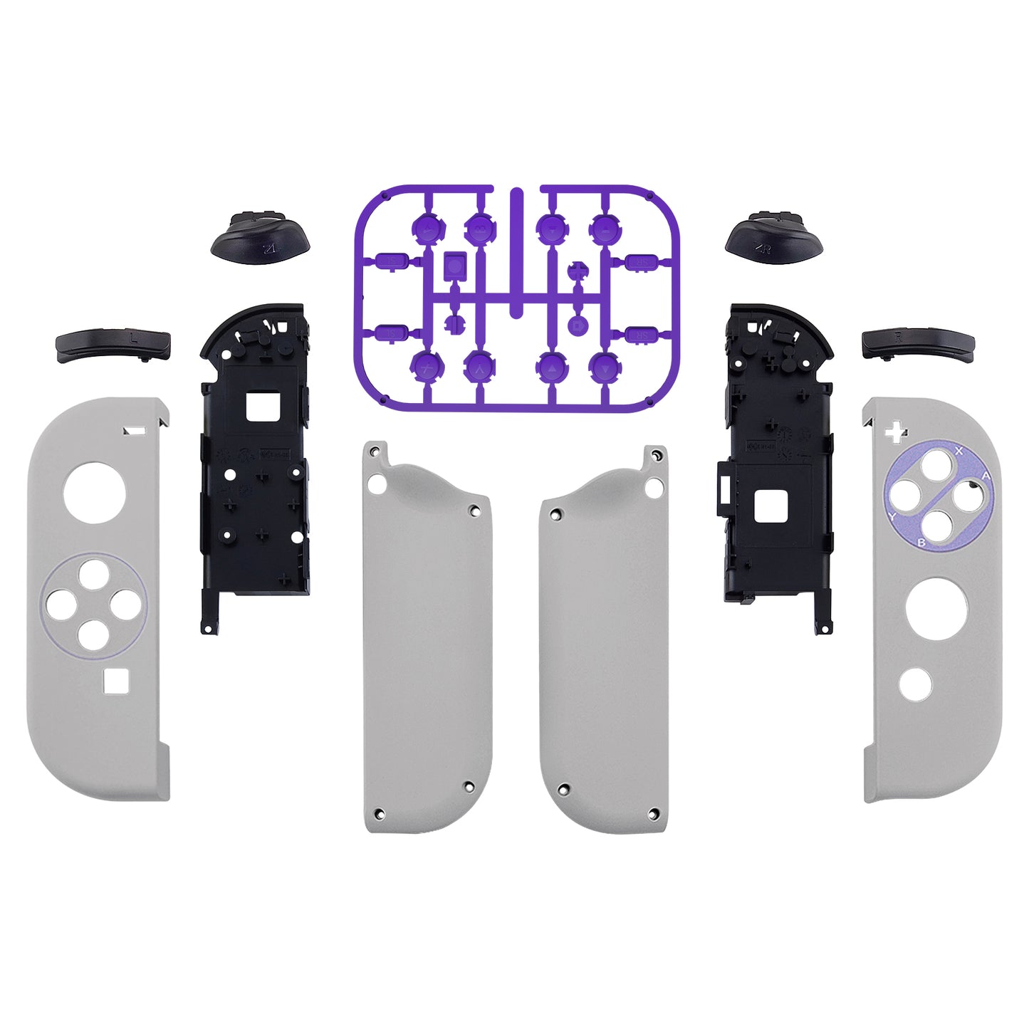 eXtremeRate Replacement Full Set Shell Case with Buttons for Joycon of NS Switch - Classics SNES Style