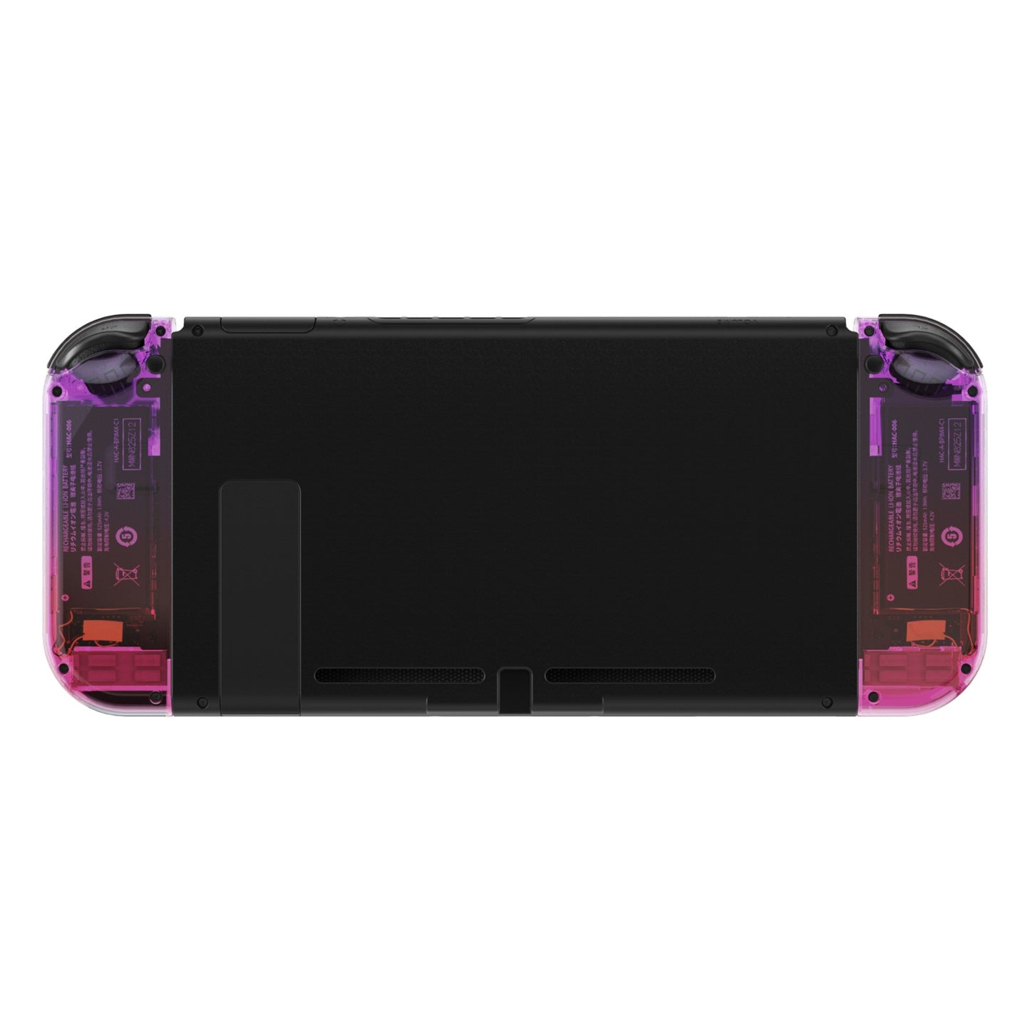 eXtremeRate Replacement Full Set Shell Case with Buttons for Joycon of NS Switch - Clear Atomic Purple Rose Red