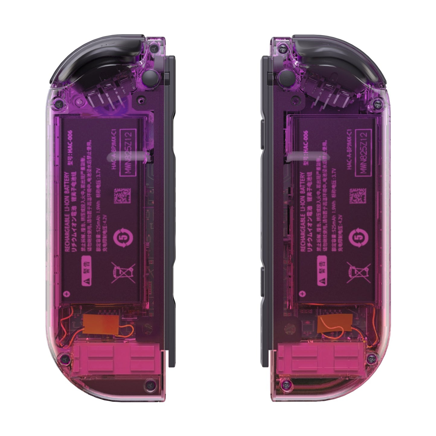 eXtremeRate Replacement Full Set Shell Case with Buttons for Joycon of NS Switch - Clear Atomic Purple Rose Red