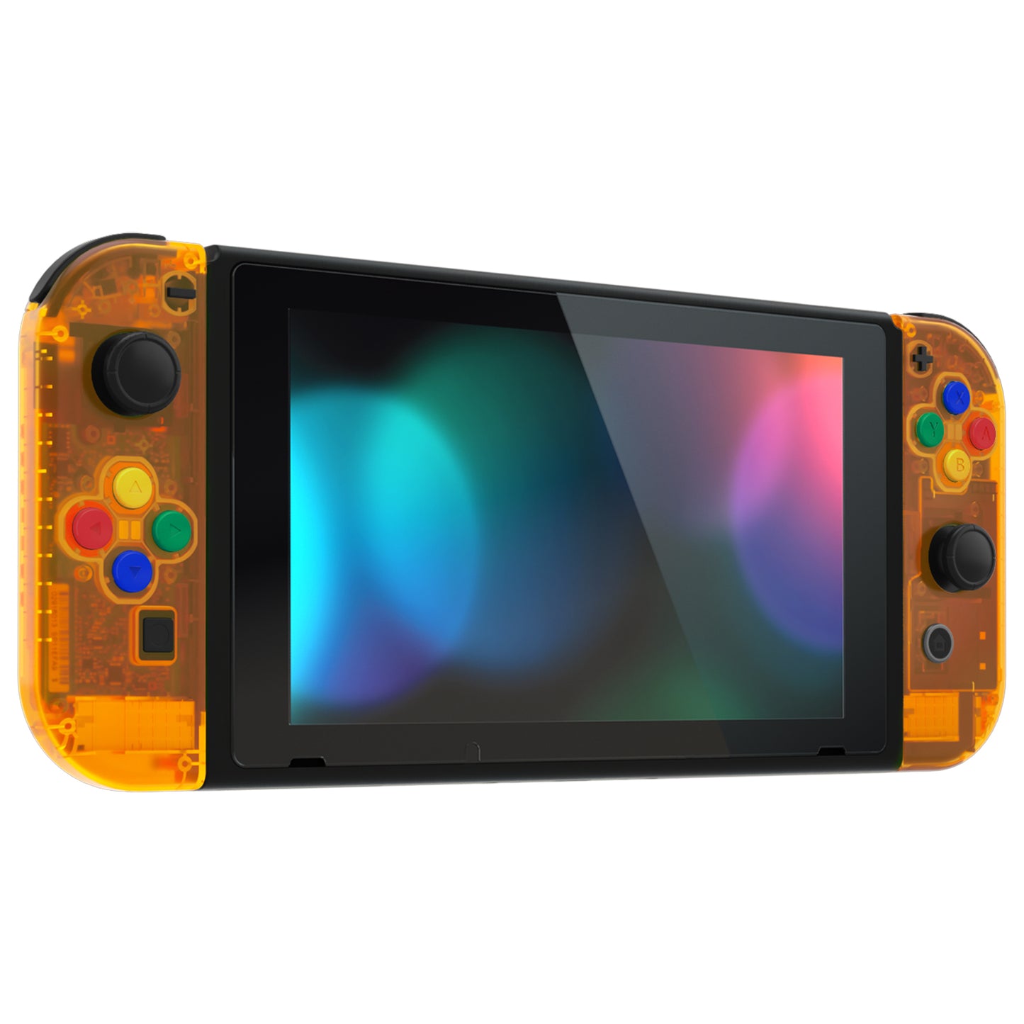 eXtremeRate Replacement Full Set Shell Case with Buttons for Joycon of NS Switch - Clear Orange eXtremeRate