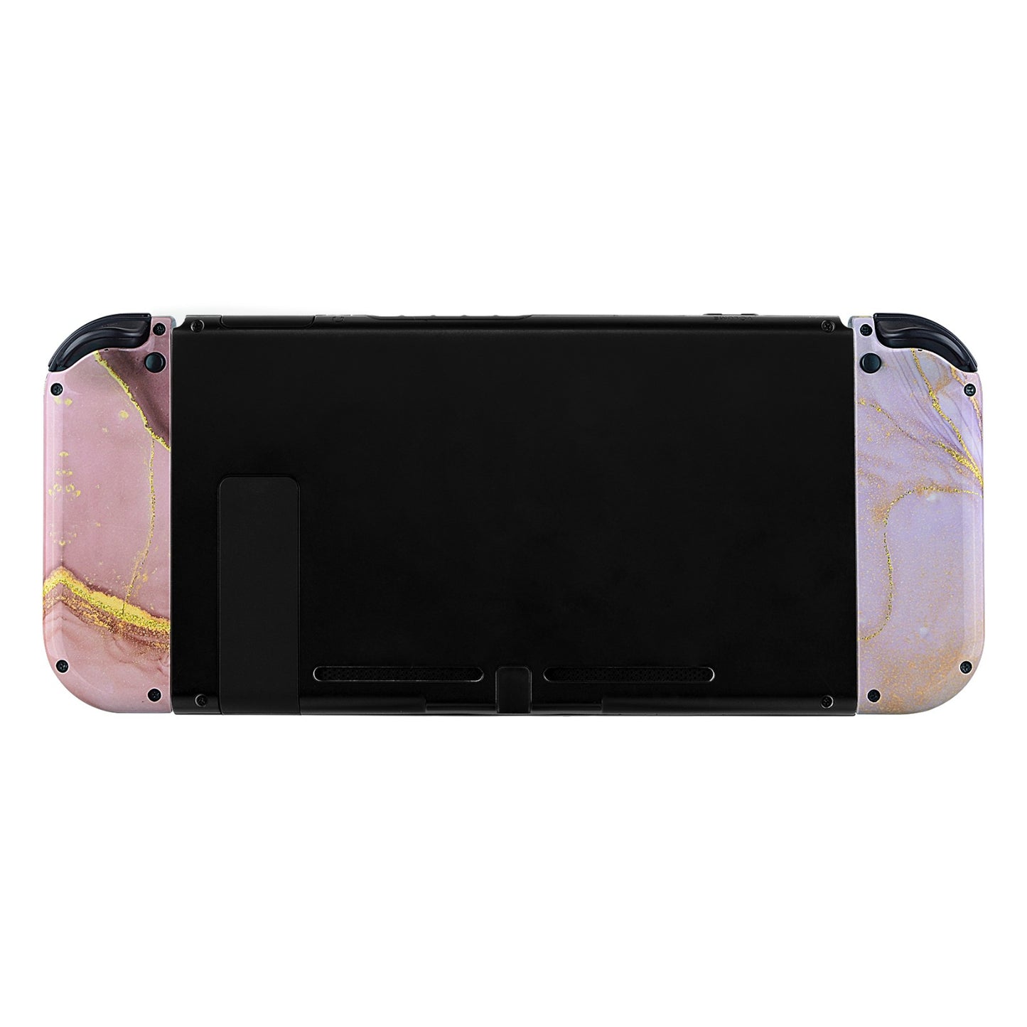 eXtremeRate Replacement Full Set Shell Case with Buttons for Joycon of NS Switch - Cosmic Pink Gold Marble Effect