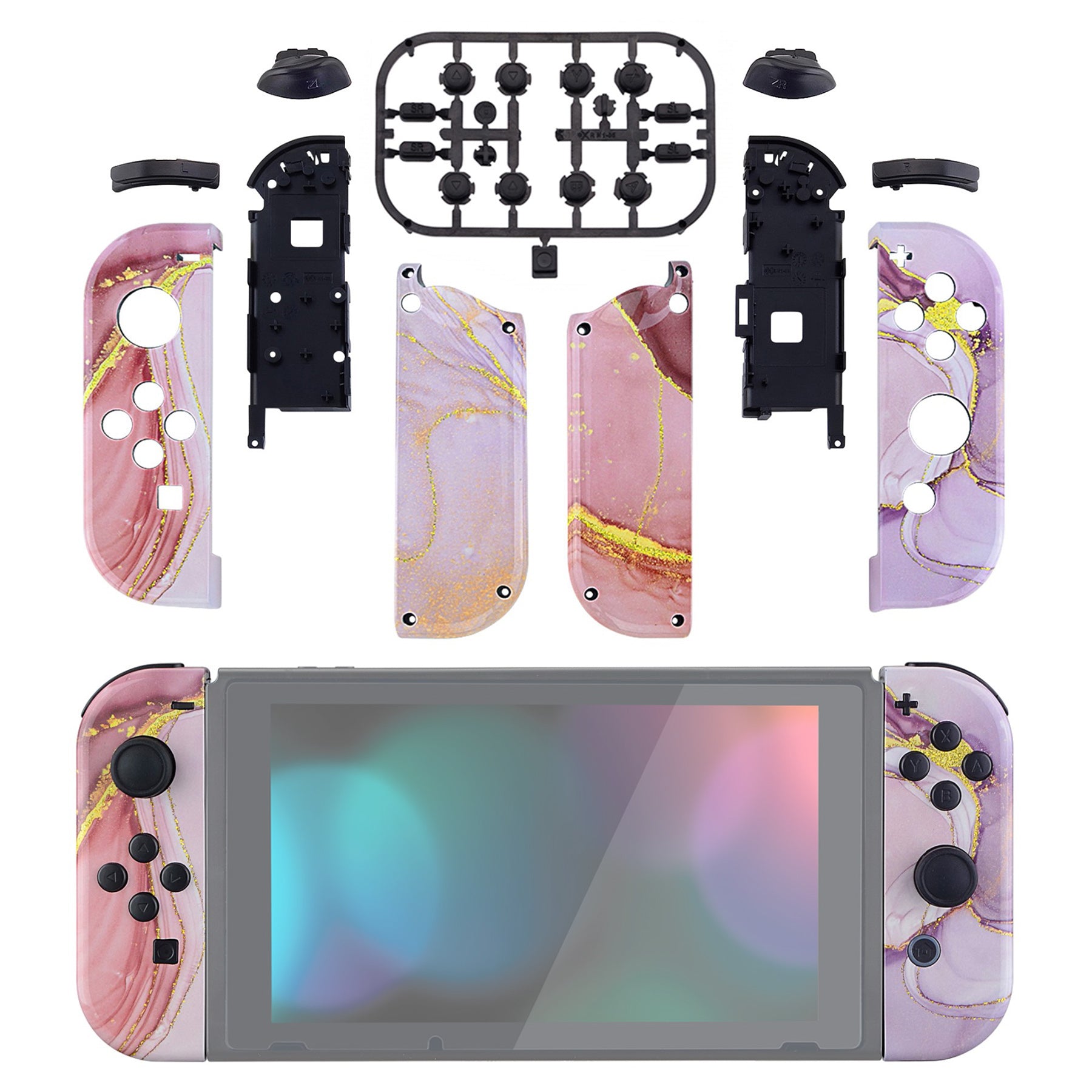 Red/Purple Marble - Full Options top - Nintendo Switch Joycons - Read Description!