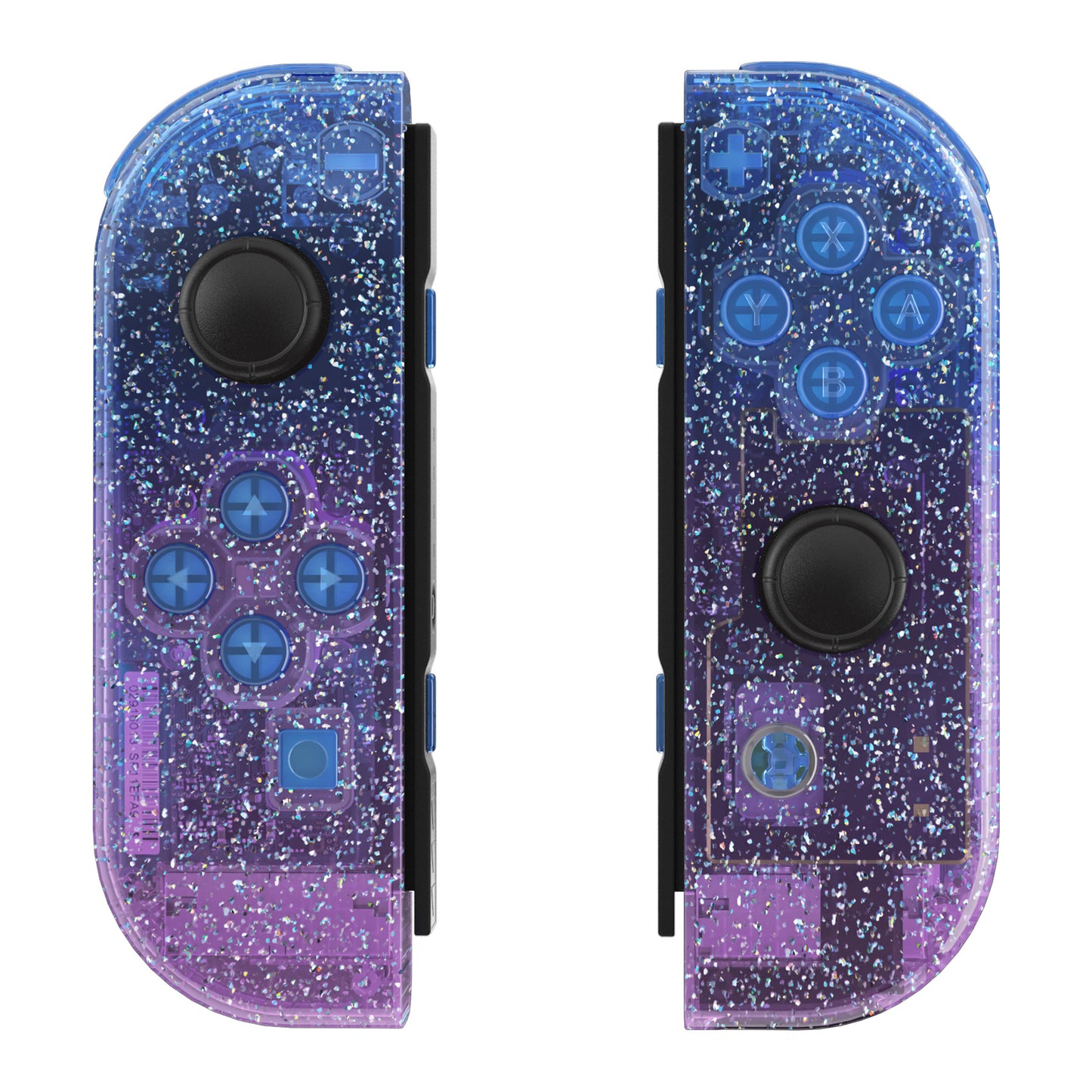 eXtremeRate Replacement Full Set Shell Case with Buttons for Joycon of NS Switch - Glitter Gradient Translucent Bluebell