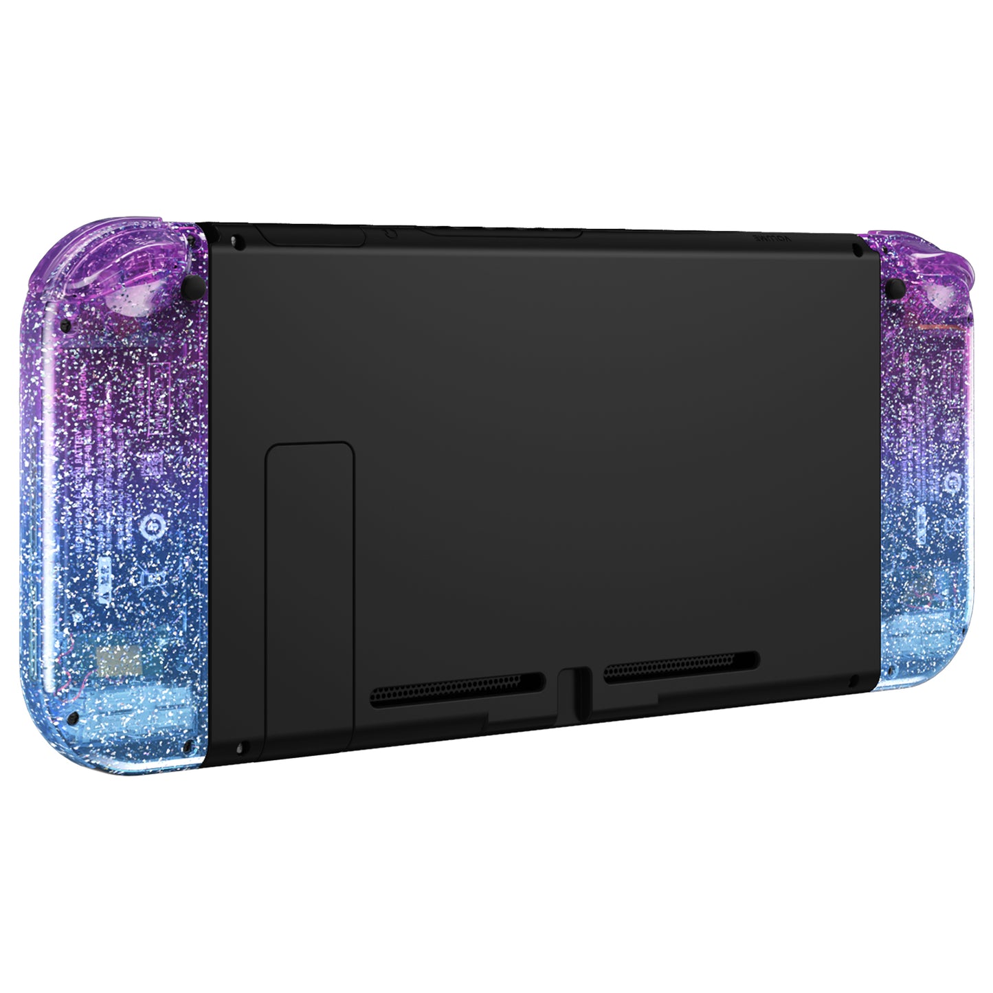 eXtremeRate Replacement Full Set Shell Case with Buttons for Joycon of NS Switch - Glitter Gradient Translucent Bluebell & Blue eXtremeRate