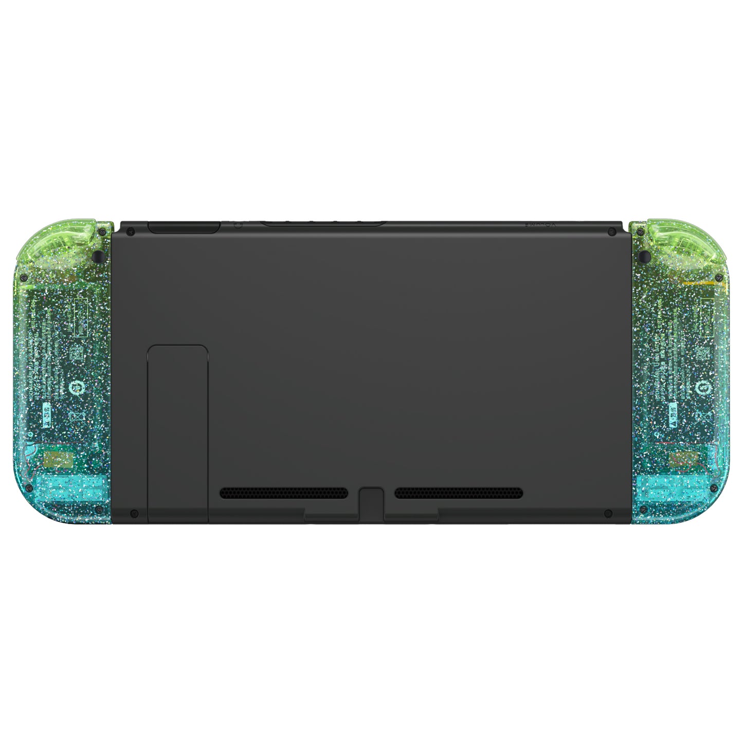 eXtremeRate Replacement Full Set Shell Case with Buttons for Joycon of NS Switch - Glitter Gradient Translucent Green Blue