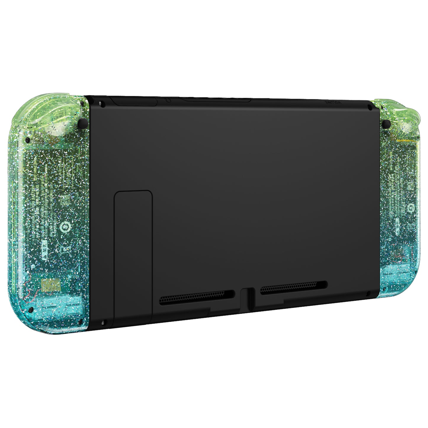 eXtremeRate Replacement Full Set Shell Case with Buttons for Joycon of NS Switch - Glitter Gradient Translucent Green Blue