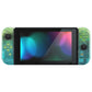 eXtremeRate Replacement Full Set Shell Case with Buttons for Joycon of NS Switch - Glitter Gradient Translucent Green Blue