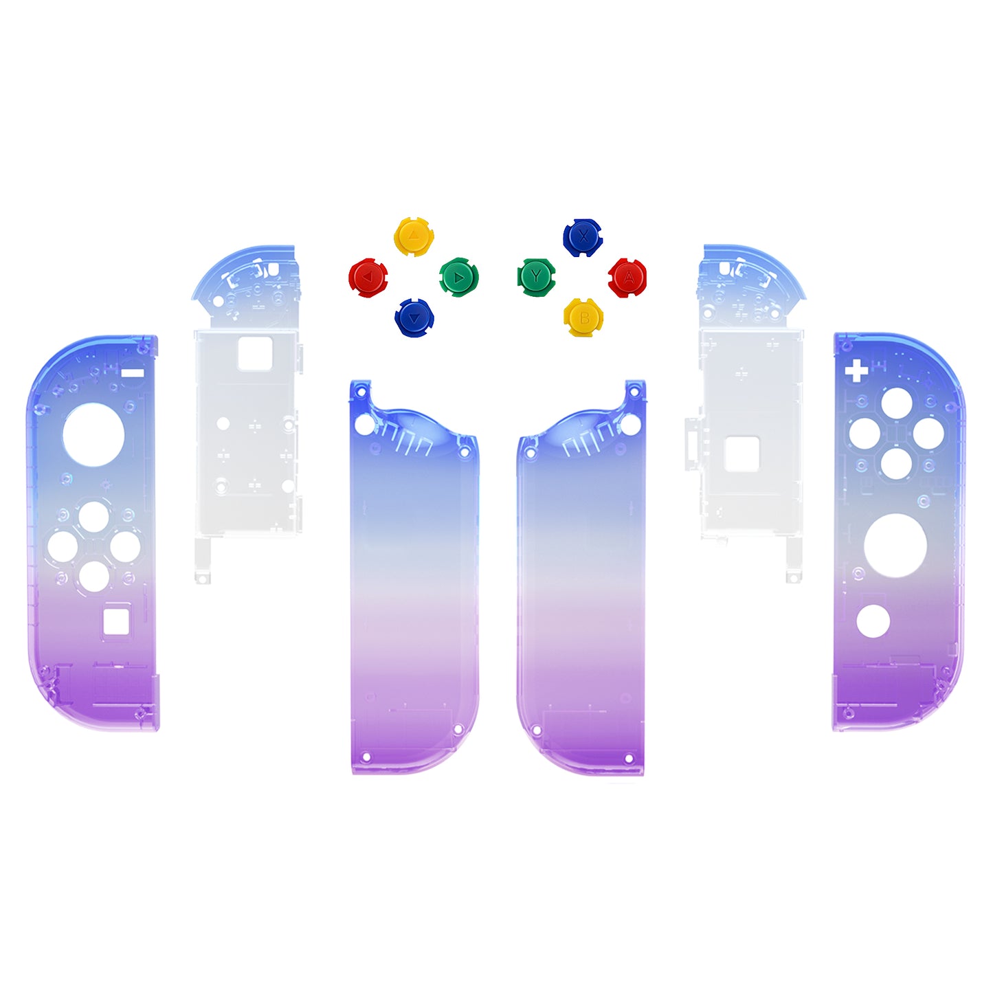 eXtremeRate Replacement Full Set Shell Case with Buttons for Joycon of NS Switch - Gradient Translucent Bluebell