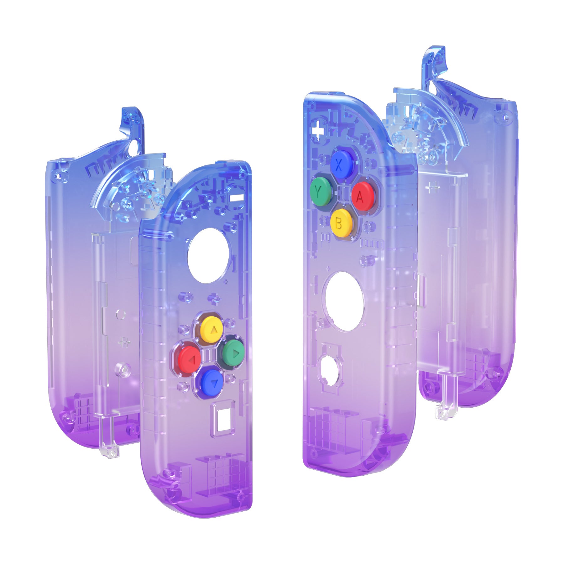 High quality Gradient Glossy TwoTone - Transparent Blue Purple - Nintendo Switch Joycons