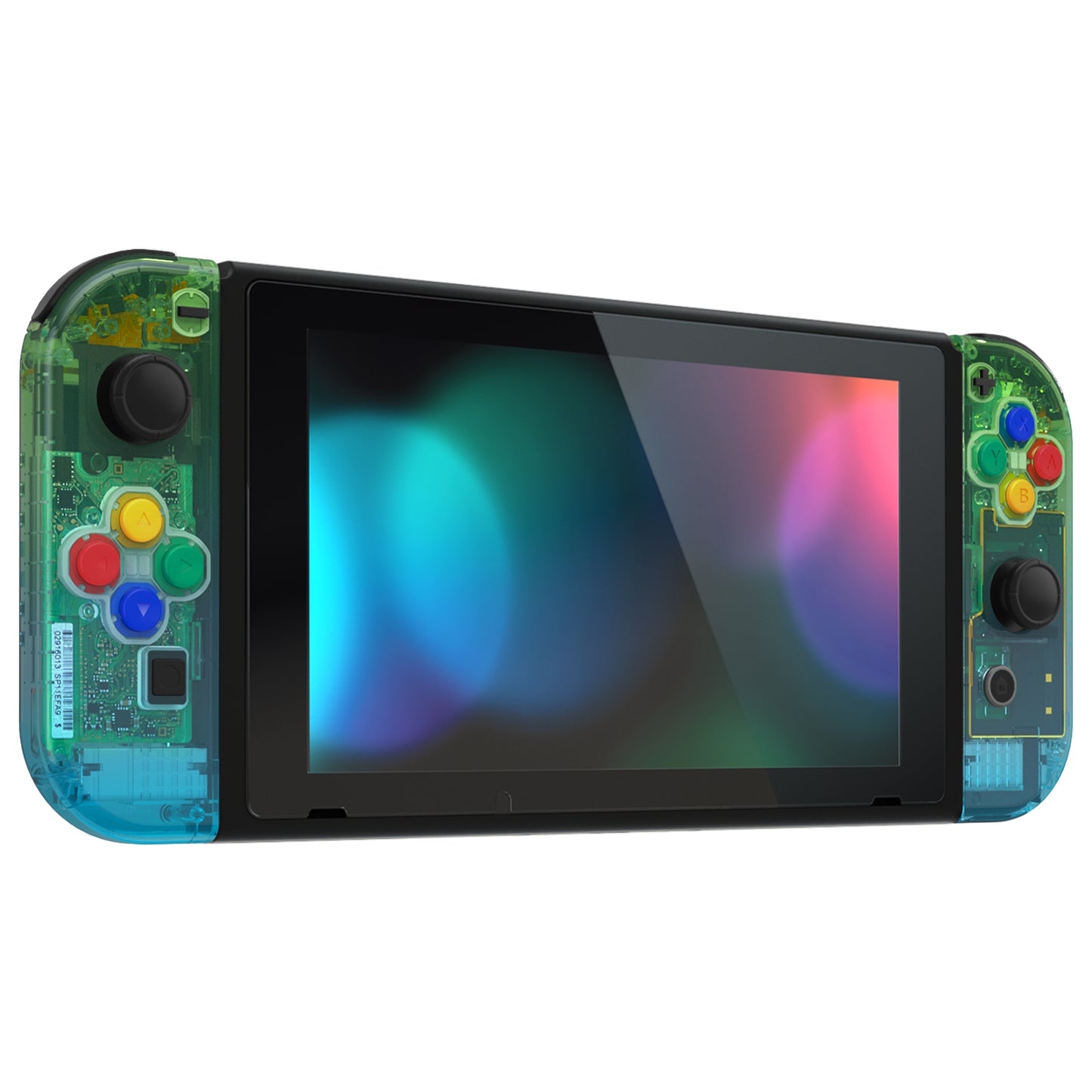 eXtremeRate Replacement Full Set Shell Case with Buttons for Joycon of NS Switch - Gradient Translucent Green Blue