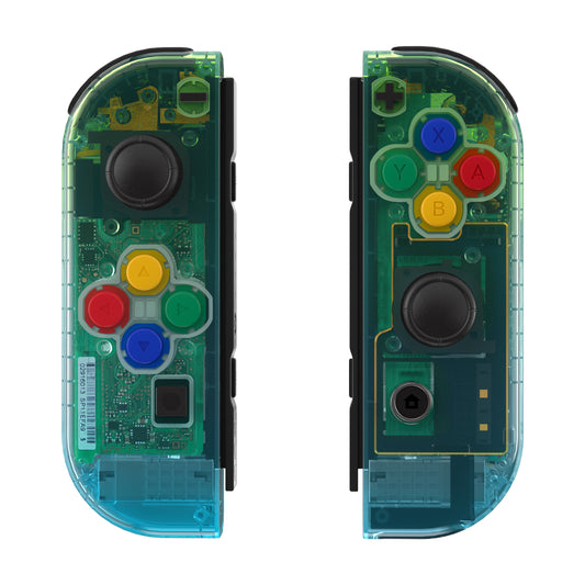 eXtremeRate Replacement Full Set Shell Case with Buttons for Joycon of NS Switch - Gradient Translucent Green Blue