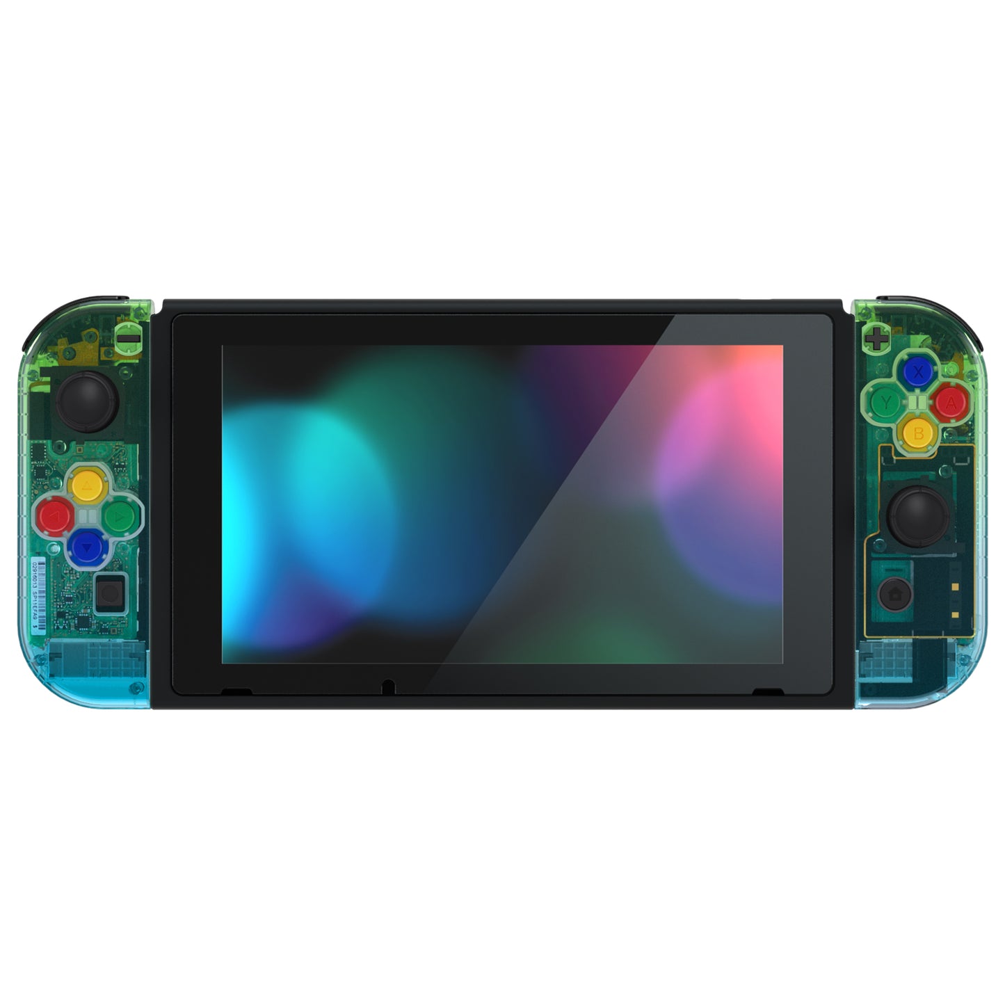 eXtremeRate Replacement Full Set Shell Case with Buttons for Joycon of NS Switch - Gradient Translucent Green Blue