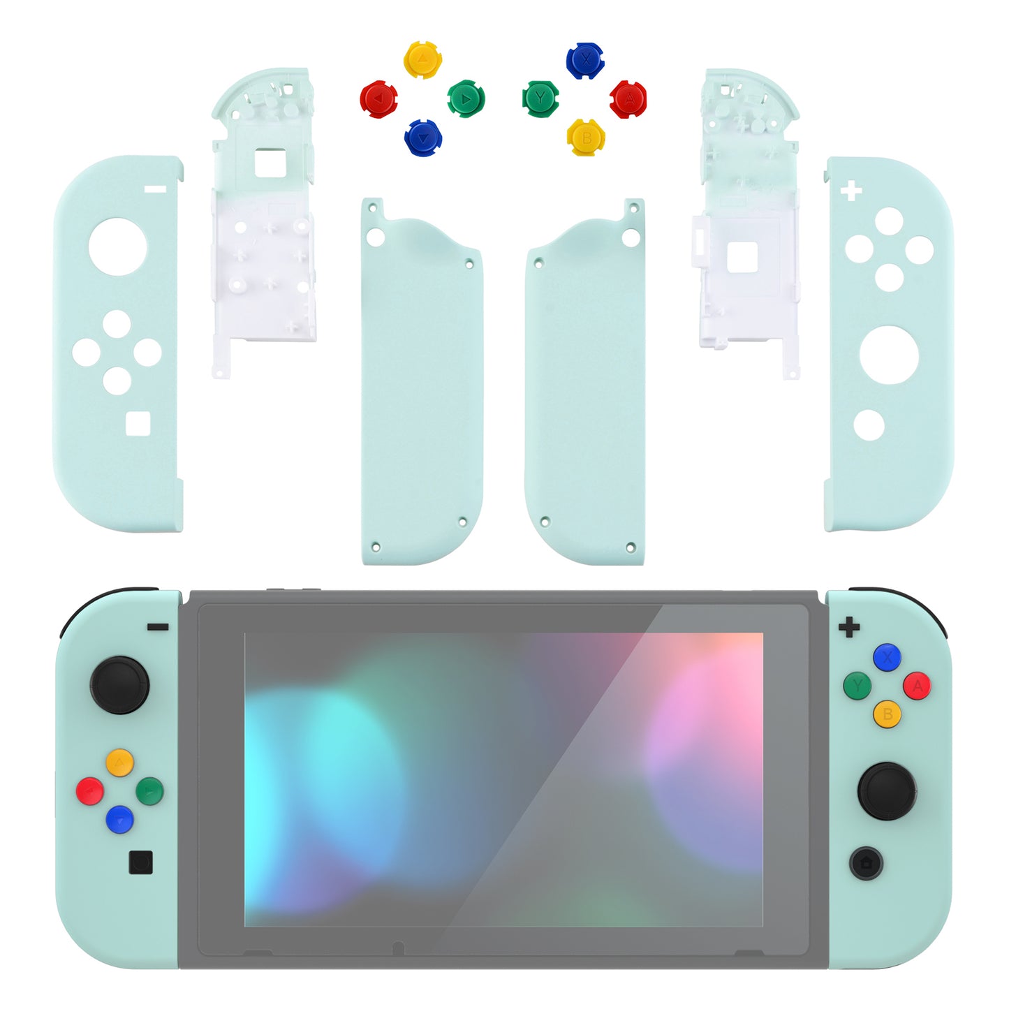 eXtremeRate Replacement Full Set Shell Case with Buttons for Joycon of NS Switch - Light Cyan