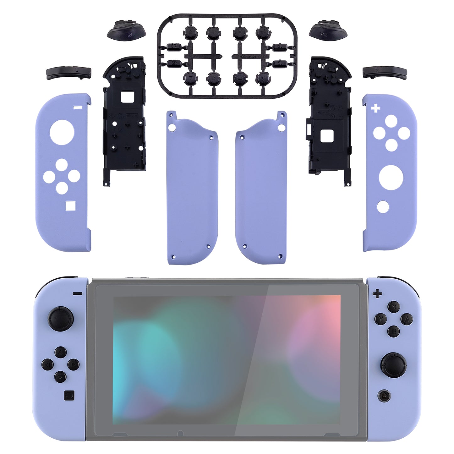 eXtremeRate Replacement Full Set Shell Case with Buttons for Joycon of NS Switch - Light Violet