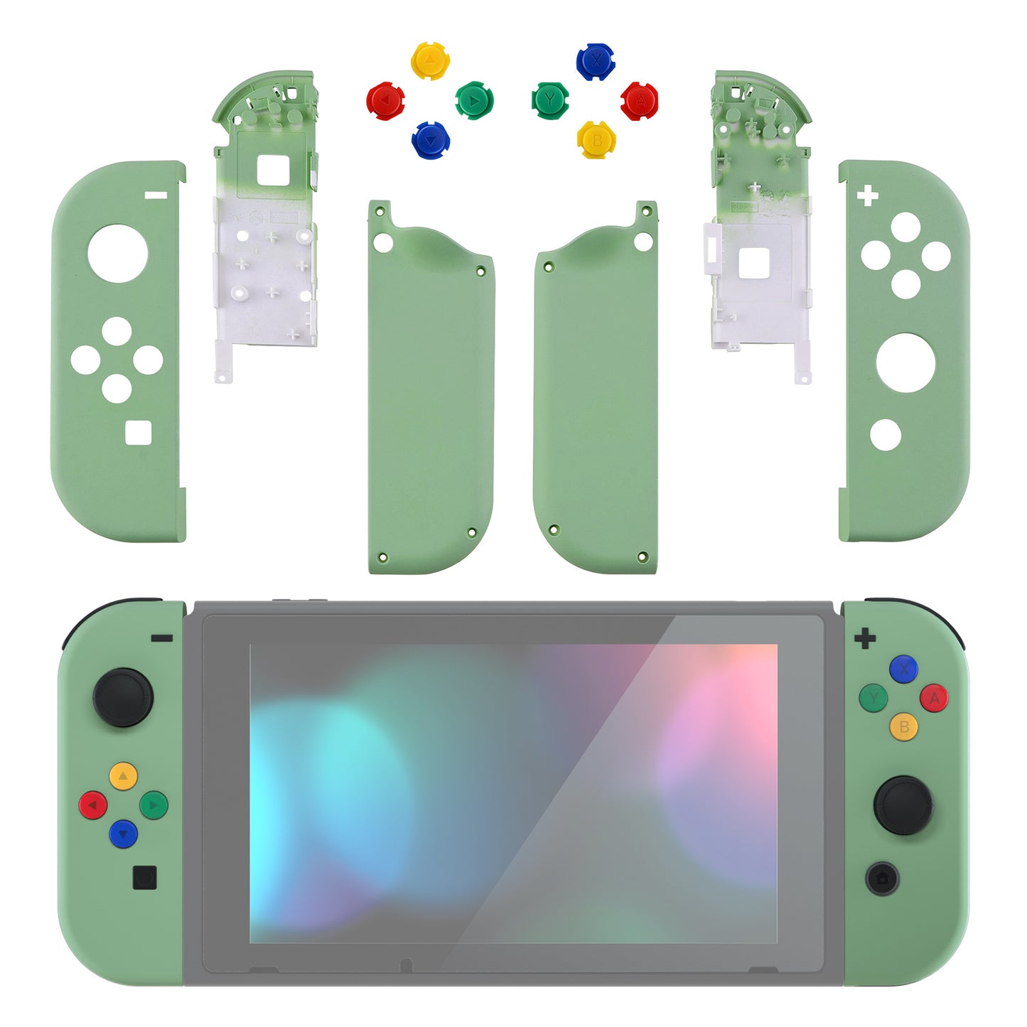 eXtremeRate Replacement Full Set Shell Case with Buttons for Joycon of NS Switch - Matcha Green