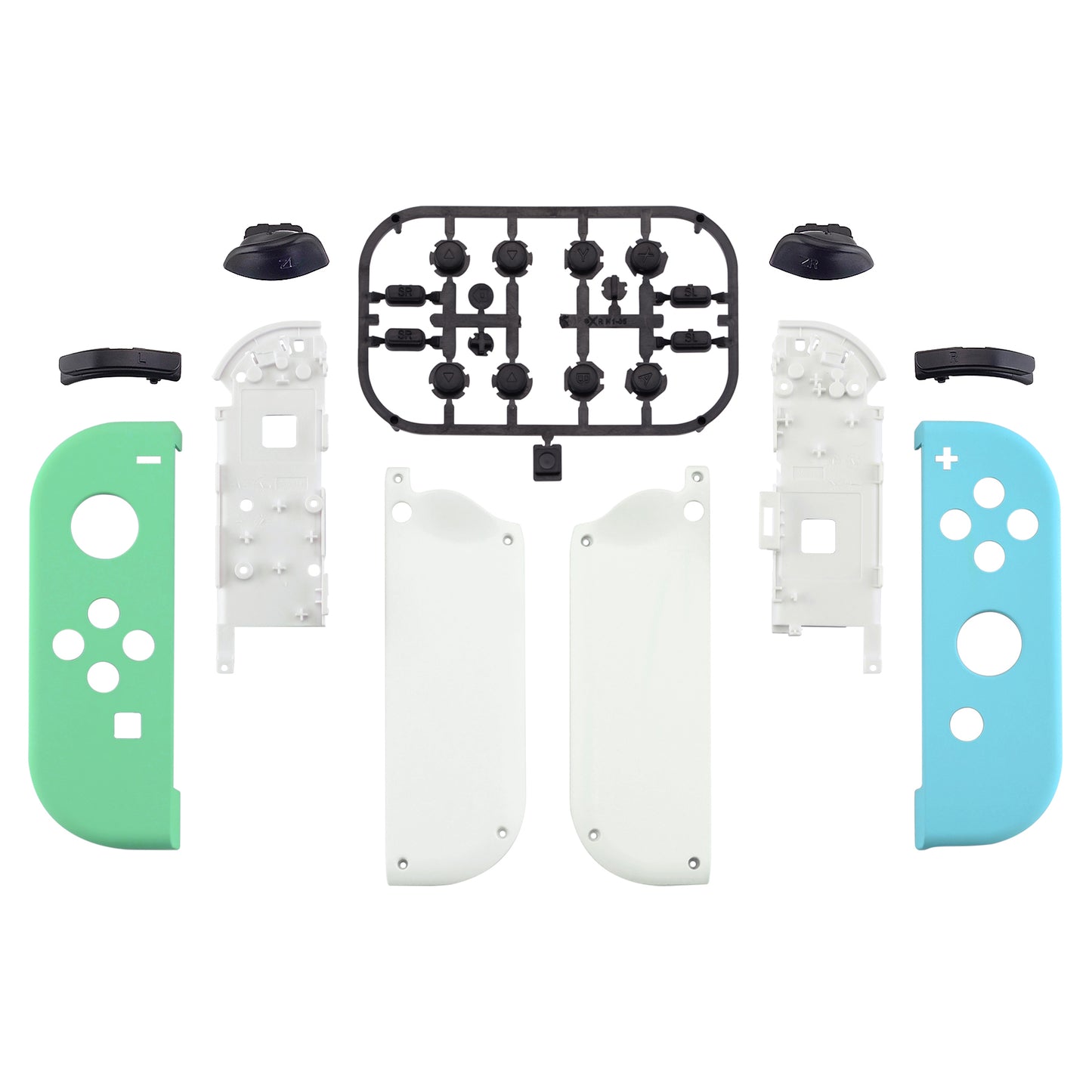 eXtremeRate Replacement Full Set Shell Case with Buttons for Joycon of NS Switch - Mint Green & Heaven Blue