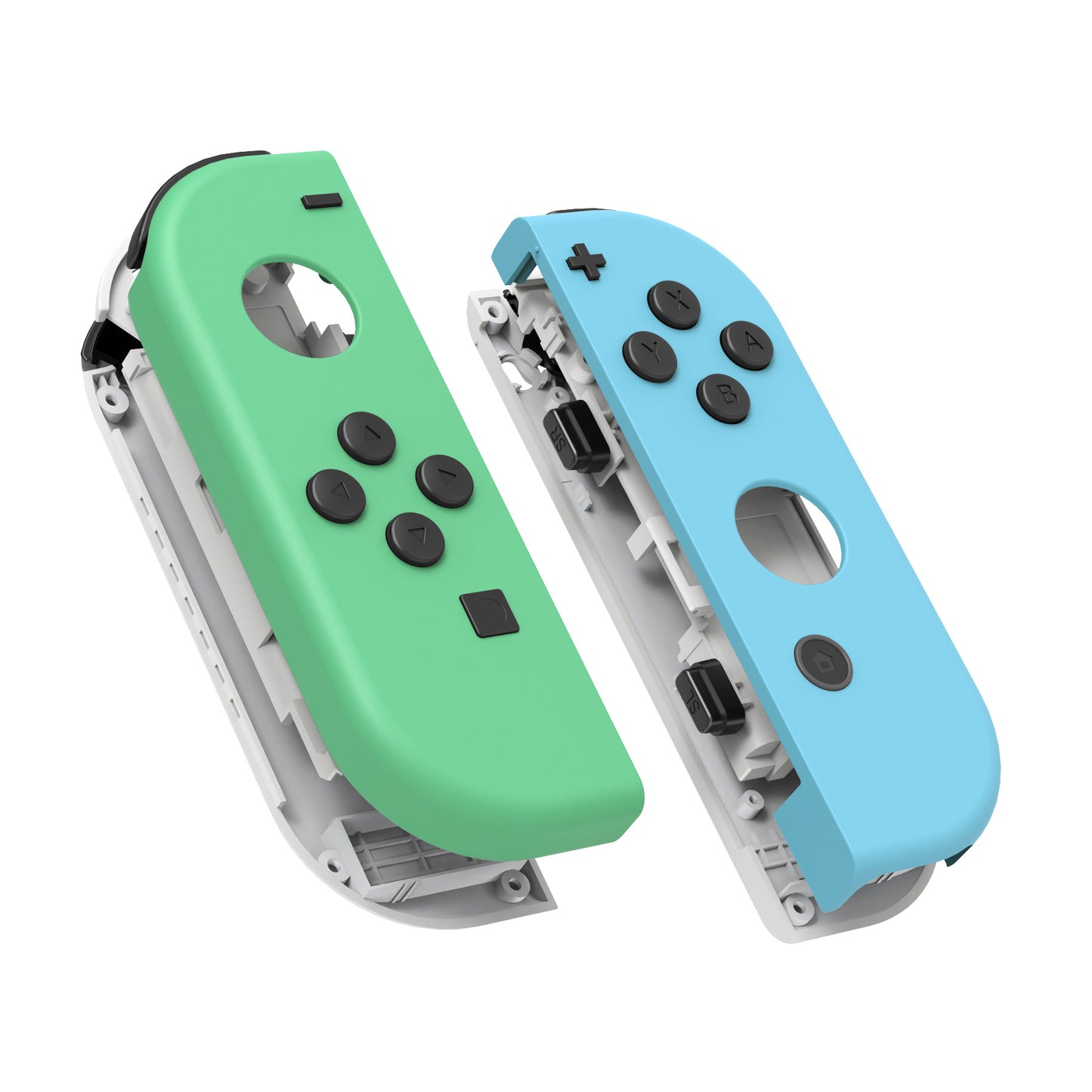 eXtremeRate Replacement Full Set Shell Case with Buttons for Joycon of NS Switch - Mint Green & Heaven Blue