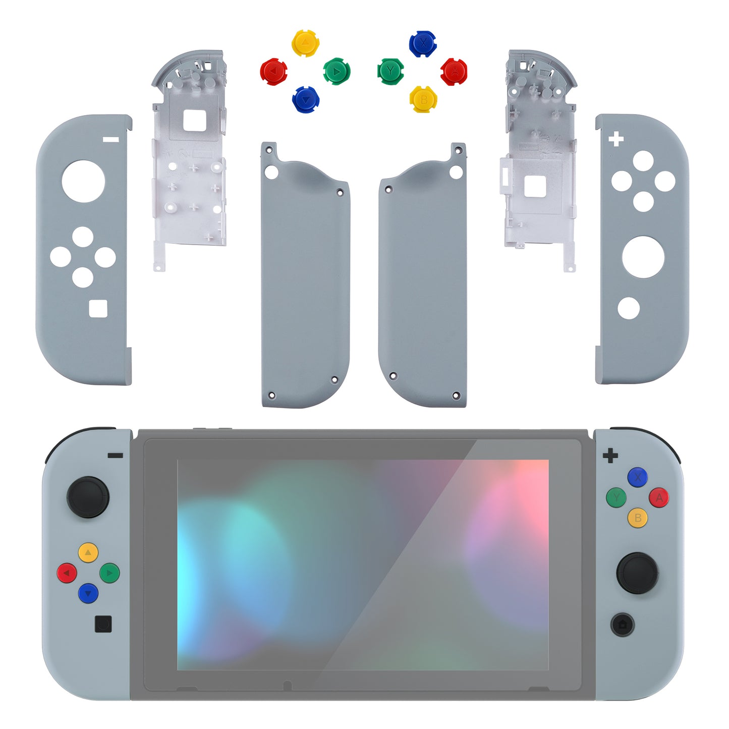 eXtremeRate Replacement Full Set Shell Case with Buttons for Joycon of NS Switch - New Hope Gray