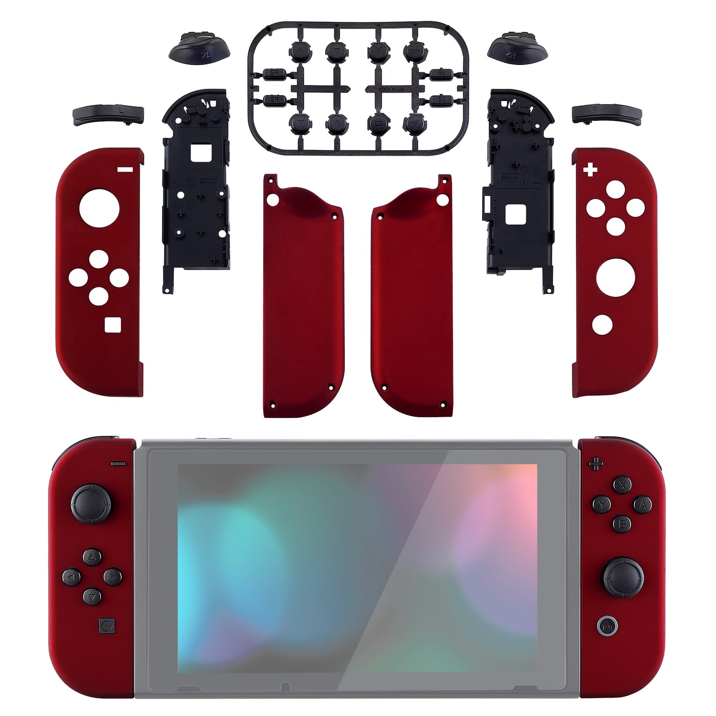 eXtremeRate Replacement Full Set Shell Case with Buttons for Joycon of NS Switch - Scarlet Red