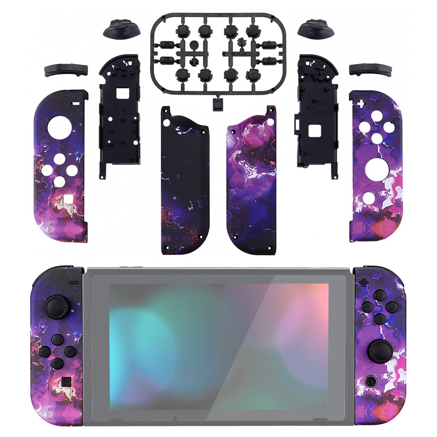 eXtremeRate Replacement Full Set Shell Case with Buttons for Joycon of NS Switch - Surreal Lava