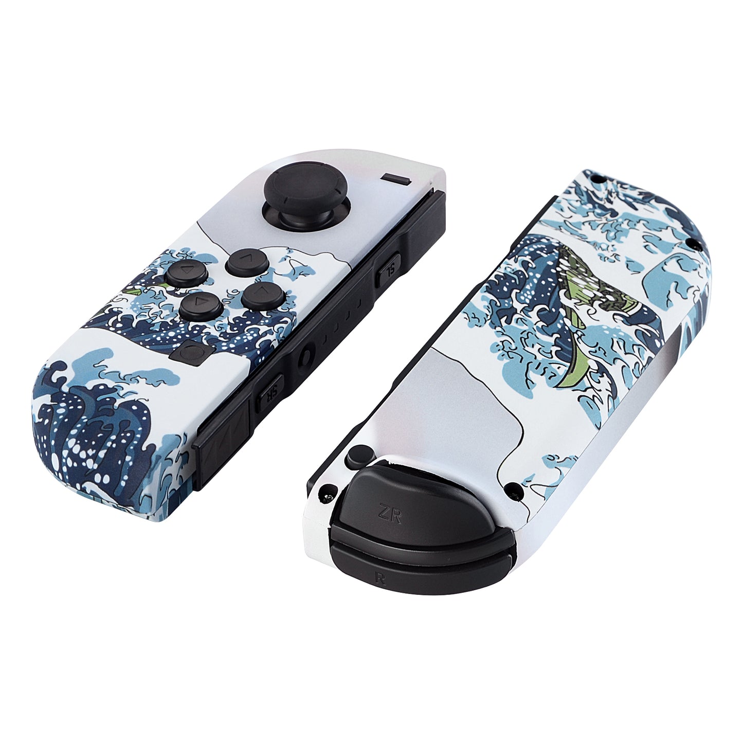 eXtremeRate Replacement Full Set Shell Case with Buttons for Joycon of NS Switch - The Great Wave Patterned