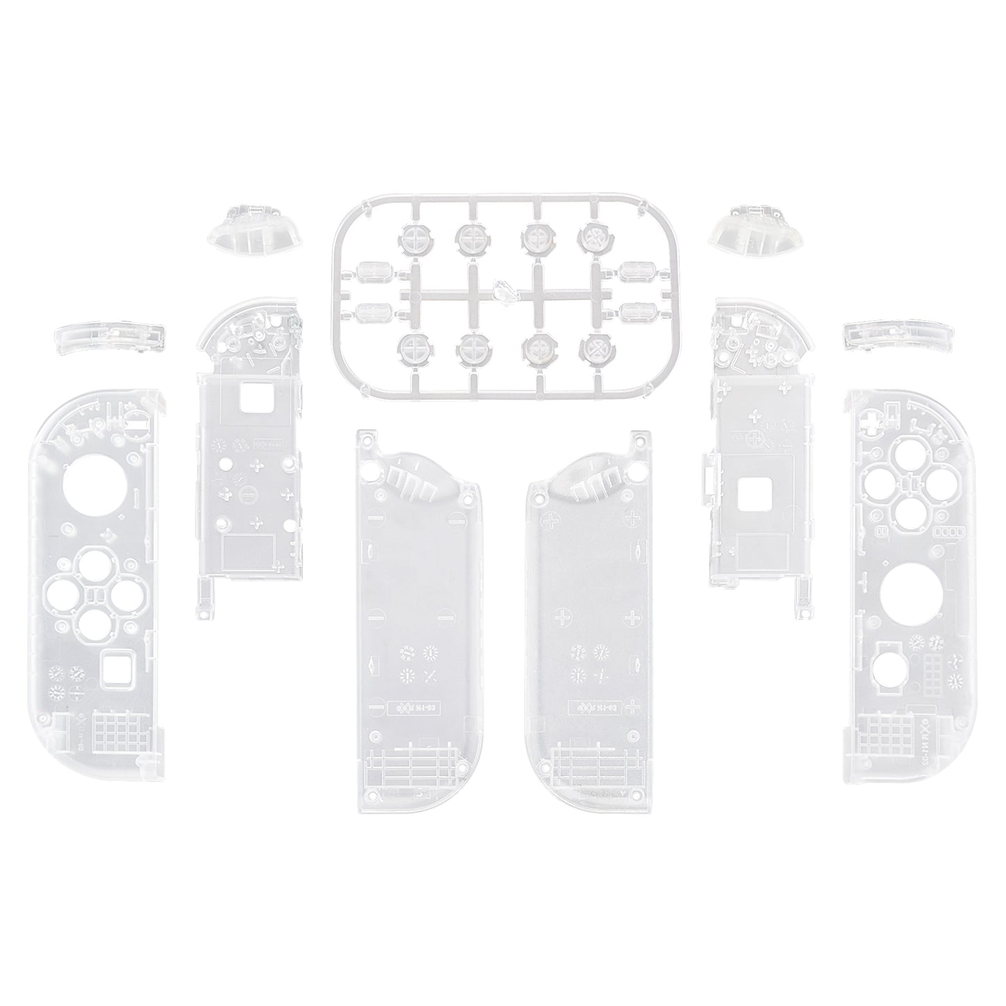 eXtremeRate Replacement Full Set Shell Case with Buttons for Joycon of NS Switch - Transparent Clear