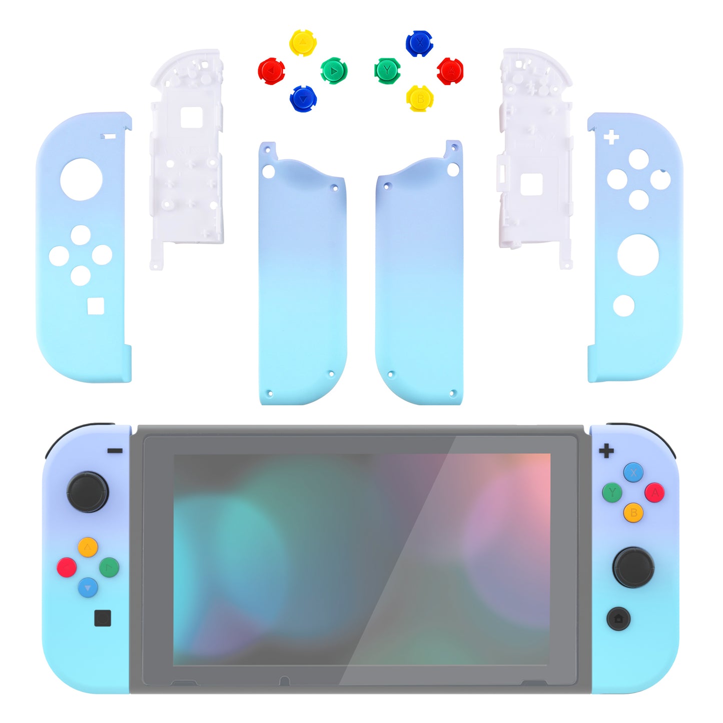 eXtremeRate Replacement Full Set Shell Case with Buttons for Joycon of NS Switch - Violet Blue