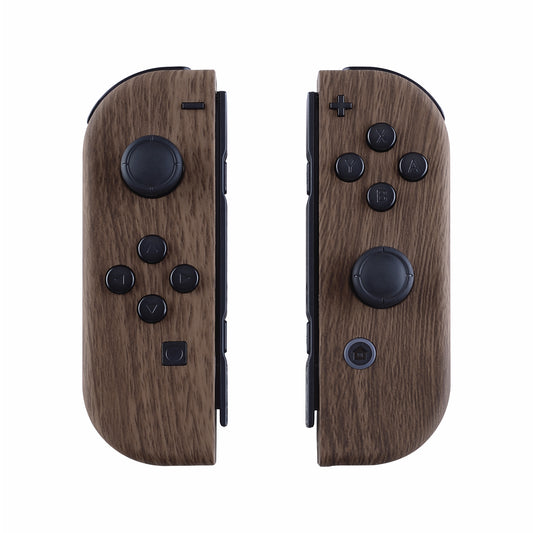 eXtremeRate Replacement Full Set Shell Case with Buttons for Joycon of NS Switch - Wood Grain