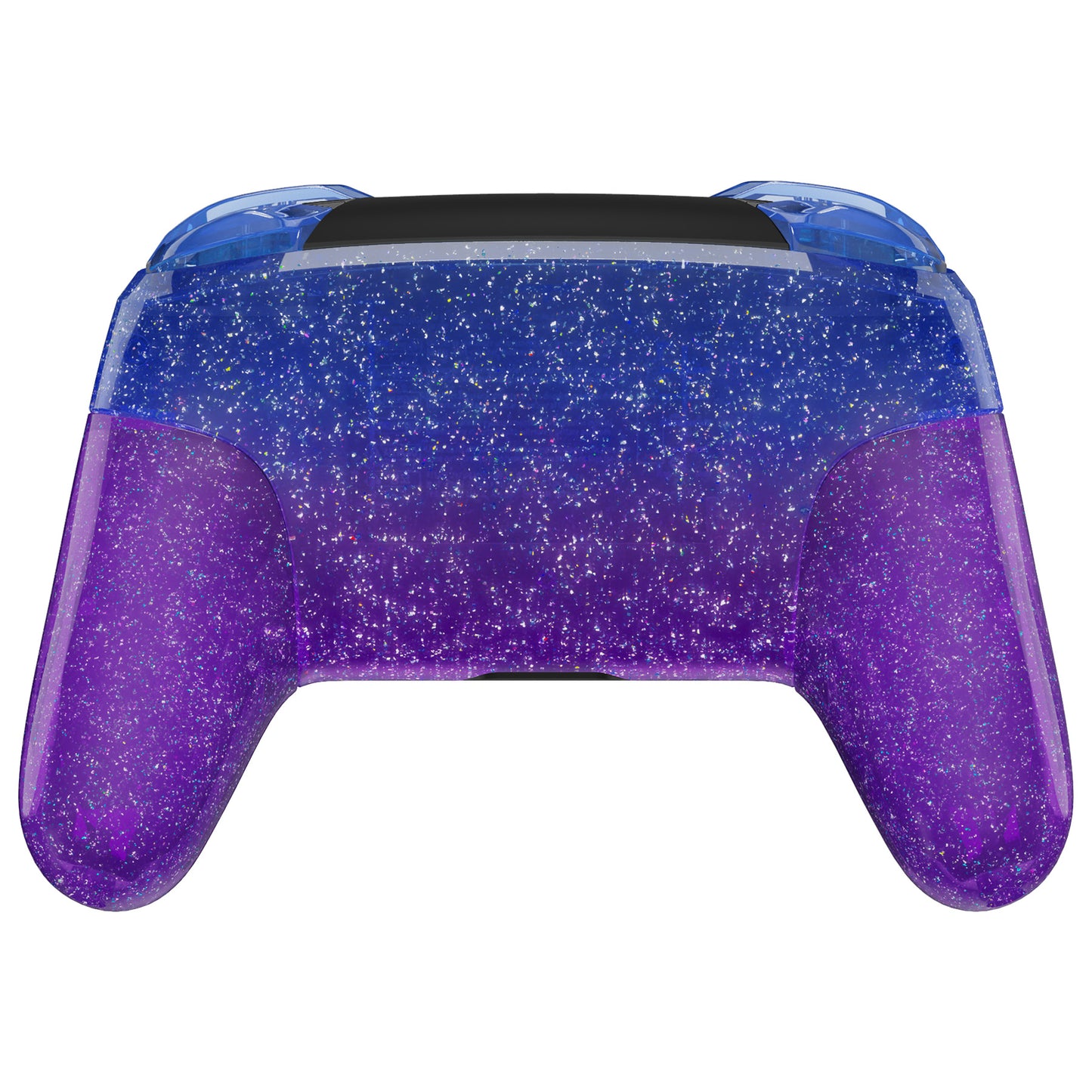 eXtremeRate Replacement Full Set Shell Faceplate Backplate Handles with Button Kit for Nintendo Switch Pro - Glitter Gradient Translucent Bluebell eXtremeRate