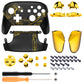 eXtremeRate Replacement Full Set Shell Faceplate Backplate Handles with Button Kit for Nintendo Switch Pro - The Great GOLDEN Wave Off Kanagawa - Black