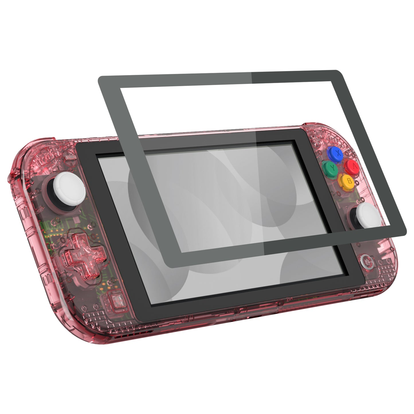 eXtremeRate Replacement Full Set Shells with Button Kit & Screen Protector for Nintendo Switch Lite - Crystal Cherry Pink