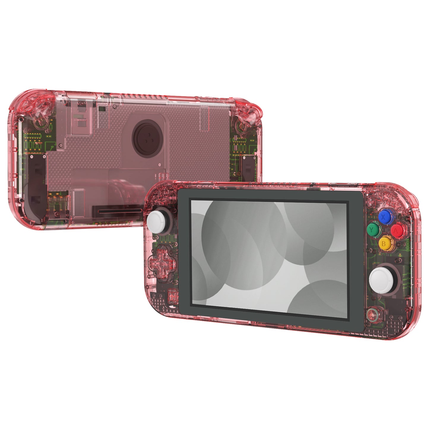 eXtremeRate Replacement Full Set Shells with Button Kit & Screen Protector for Nintendo Switch Lite - Crystal Cherry Pink