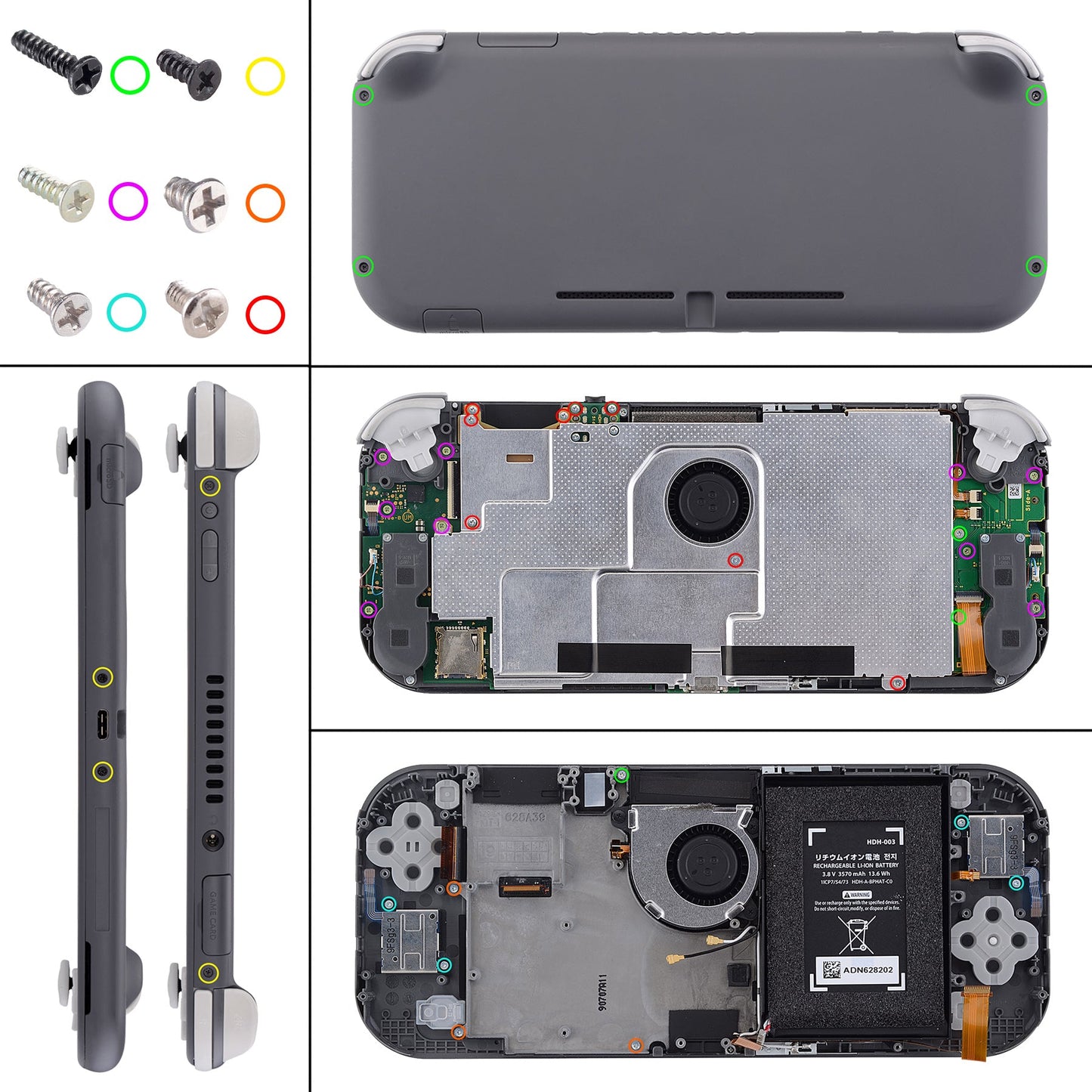 eXtremeRate Replacement Full Set Shells with Button Kit & Screen Protector for Nintendo Switch Lite - Crystal Clear Atomic Purple