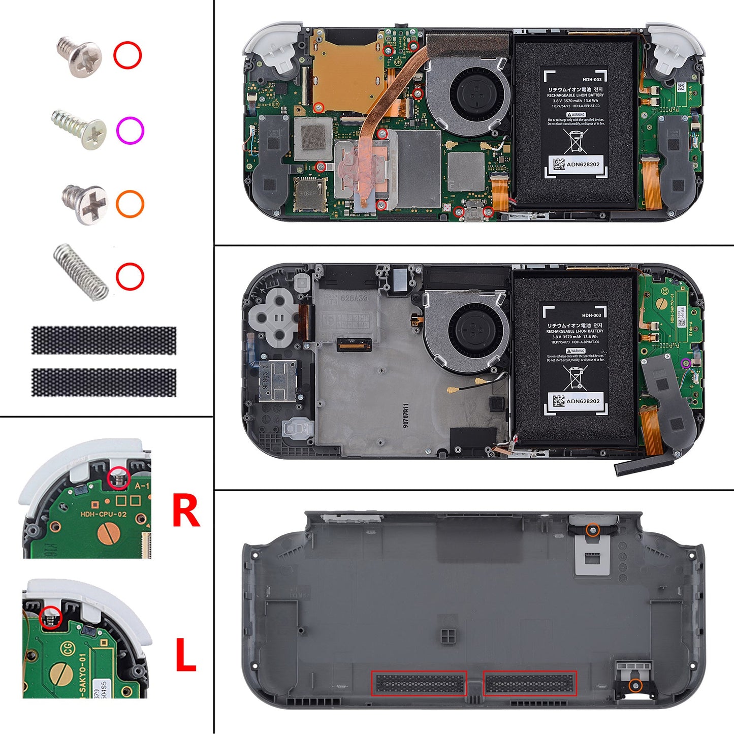 eXtremeRate Replacement Full Set Shells with Button Kit & Screen Protector for Nintendo Switch Lite - Crystal Clear Atomic Purple