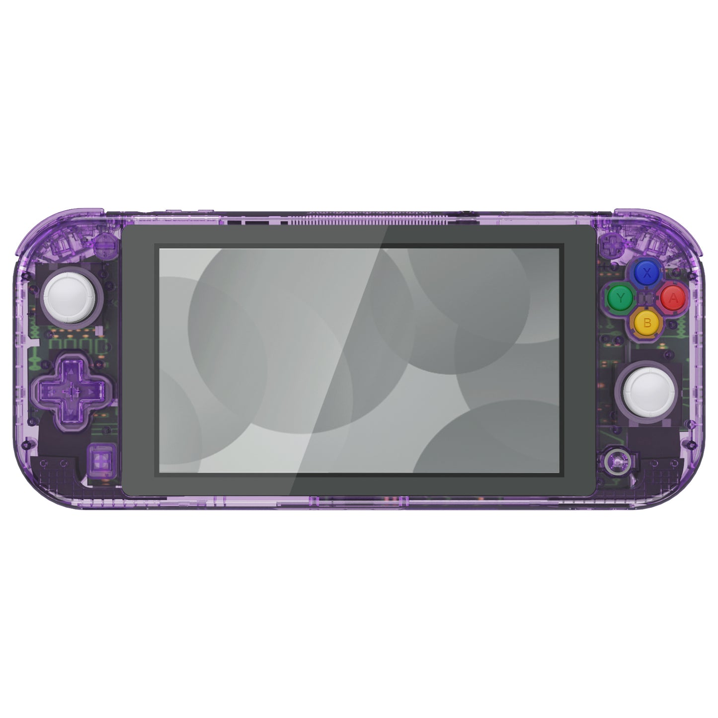 eXtremeRate Replacement Full Set Shells with Button Kit & Screen Protector for Nintendo Switch Lite - Crystal Clear Atomic Purple