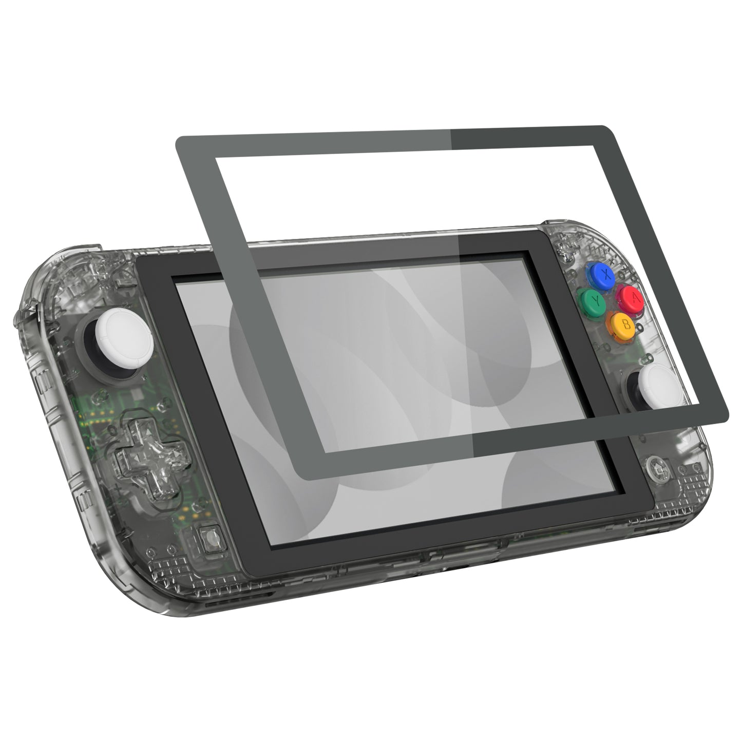 eXtremeRate Replacement Full Set Shells with Button Kit & Screen Protector for Nintendo Switch Lite - Crystal Clear Black