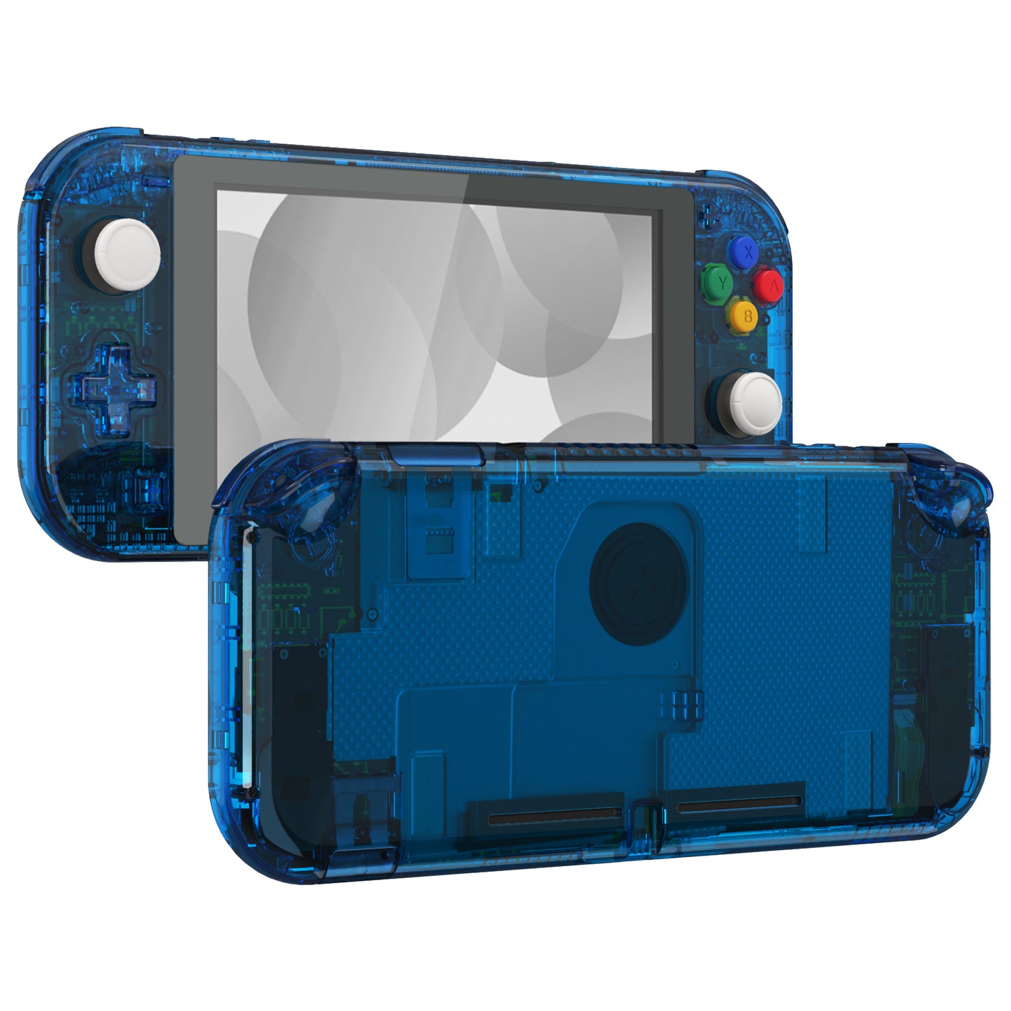 eXtremeRate Replacement Full Set Shells with Button Kit & Screen Protector for Nintendo Switch Lite - Crystal Clear Blue