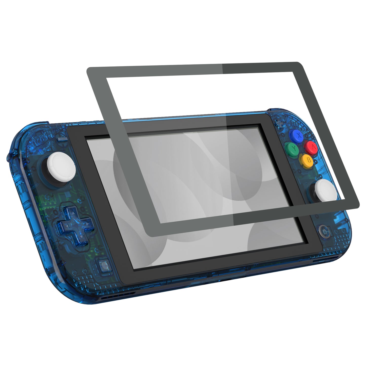 eXtremeRate Replacement Full Set Shells with Button Kit & Screen Protector for Nintendo Switch Lite - Crystal Clear Blue