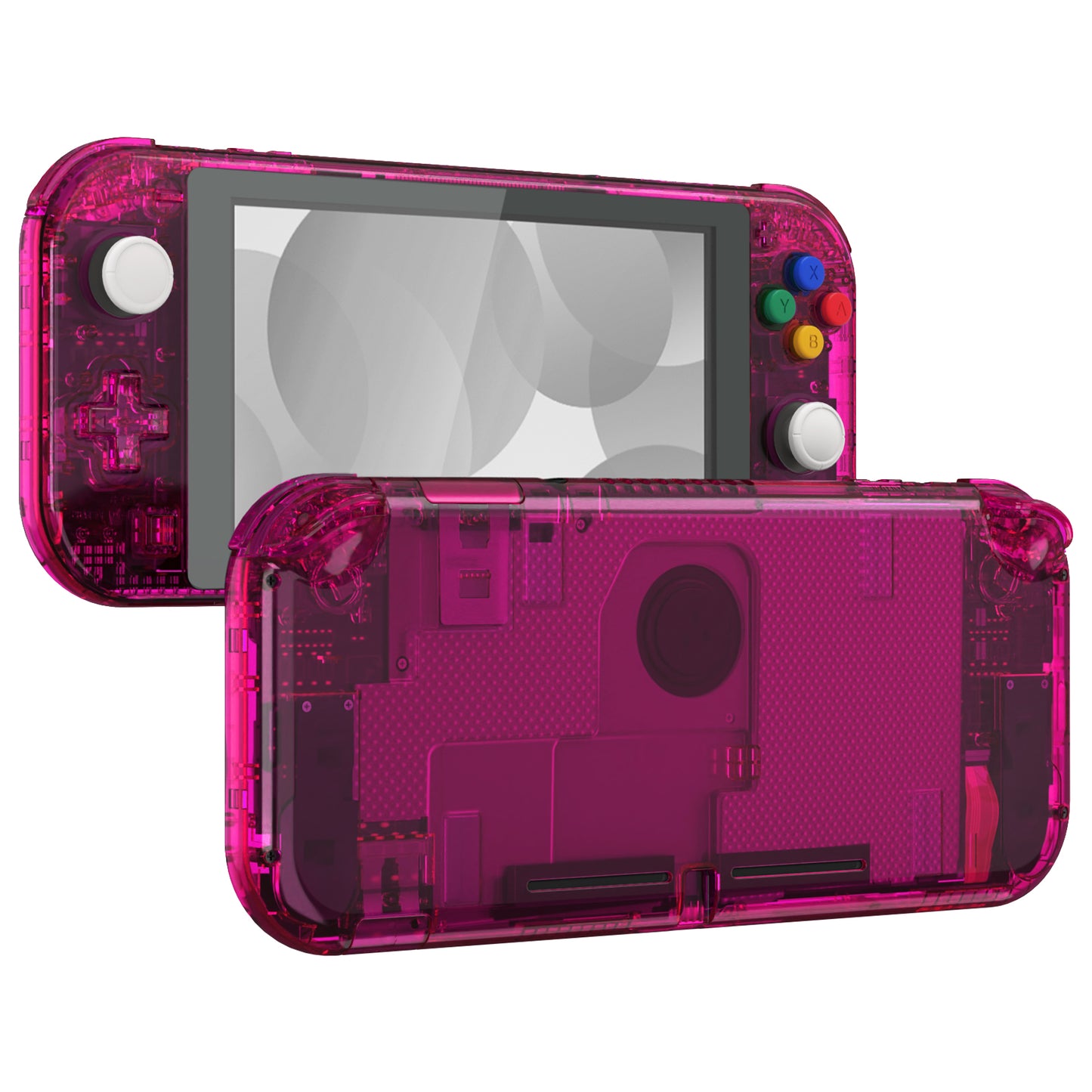 eXtremeRate Replacement Full Set Shells with Button Kit & Screen Protector for Nintendo Switch Lite - Crystal Clear Candy Pink eXtremeRate