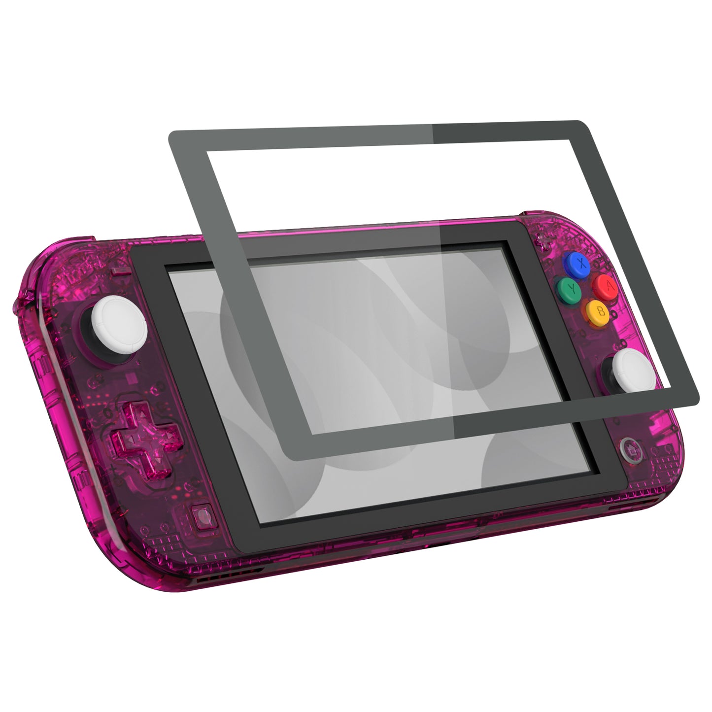 eXtremeRate Replacement Full Set Shells with Button Kit & Screen Protector for Nintendo Switch Lite - Crystal Clear Candy Pink eXtremeRate