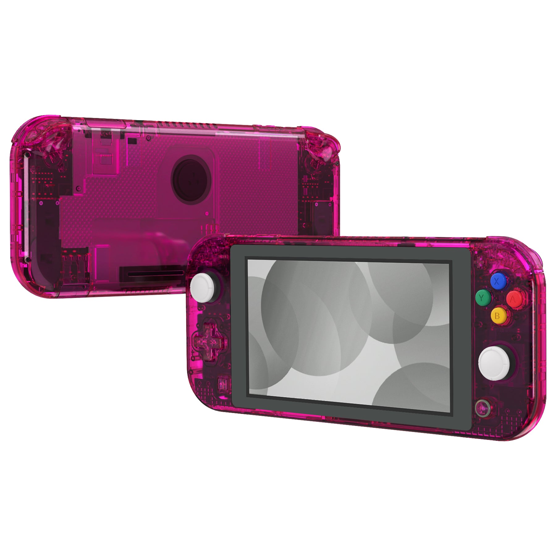 eXtremeRate Replacement Full Set Shells with Button Kit & Screen Protector for Nintendo Switch Lite - Crystal Clear Candy Pink eXtremeRate