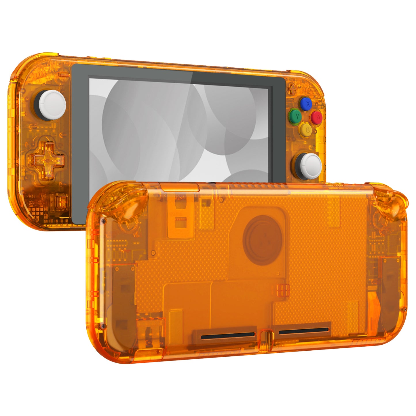 eXtremeRate Replacement Full Set Shells with Button Kit & Screen Protector for Nintendo Switch Lite - Crystal Clear Orange