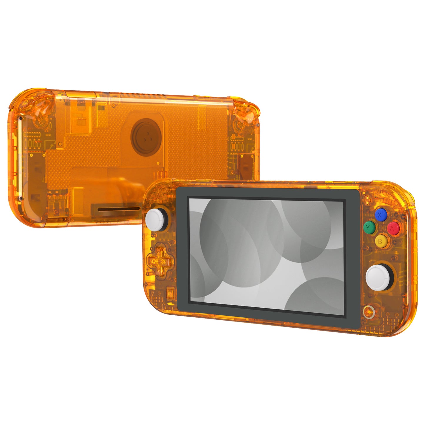 eXtremeRate Replacement Full Set Shells with Button Kit & Screen Protector for Nintendo Switch Lite - Crystal Clear Orange