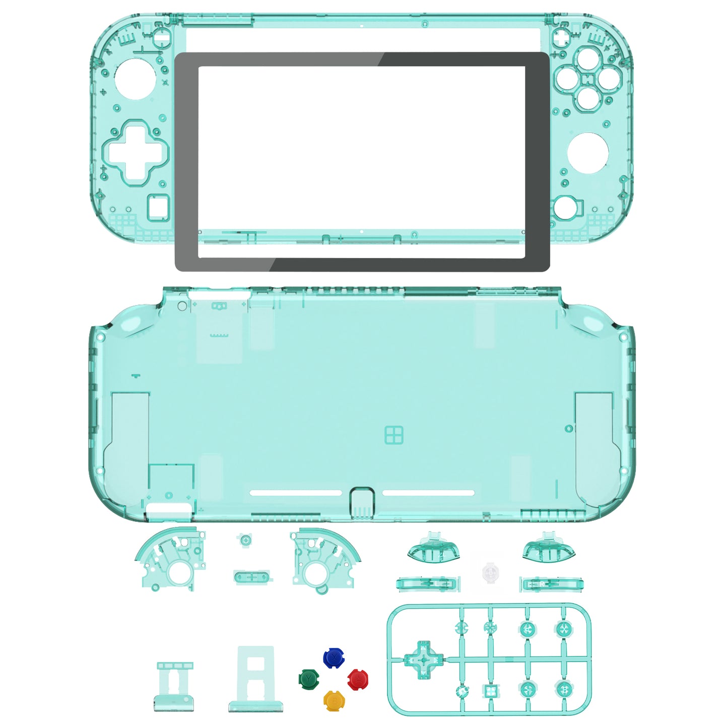 eXtremeRate Replacement Full Set Shells with Button Kit & Screen Protector for Nintendo Switch Lite - Crystal Emerald Green