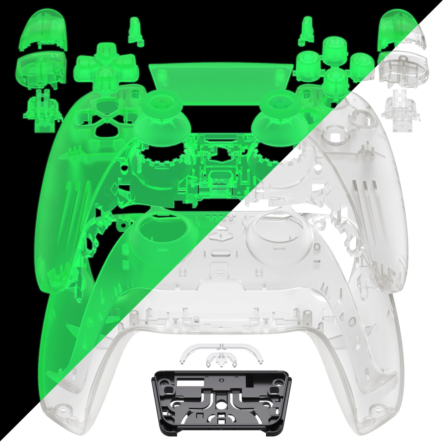 eXtremeRate Full Set Housing Shell with Buttons Touchpad Cover, Glow in ...